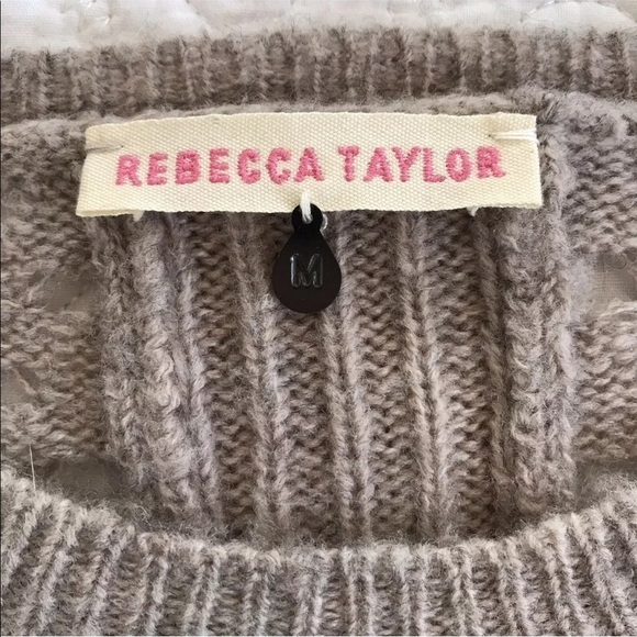 Rebecca Taylor Lt Tan Open Knit Pullover Sweater - Picture 4 of 7